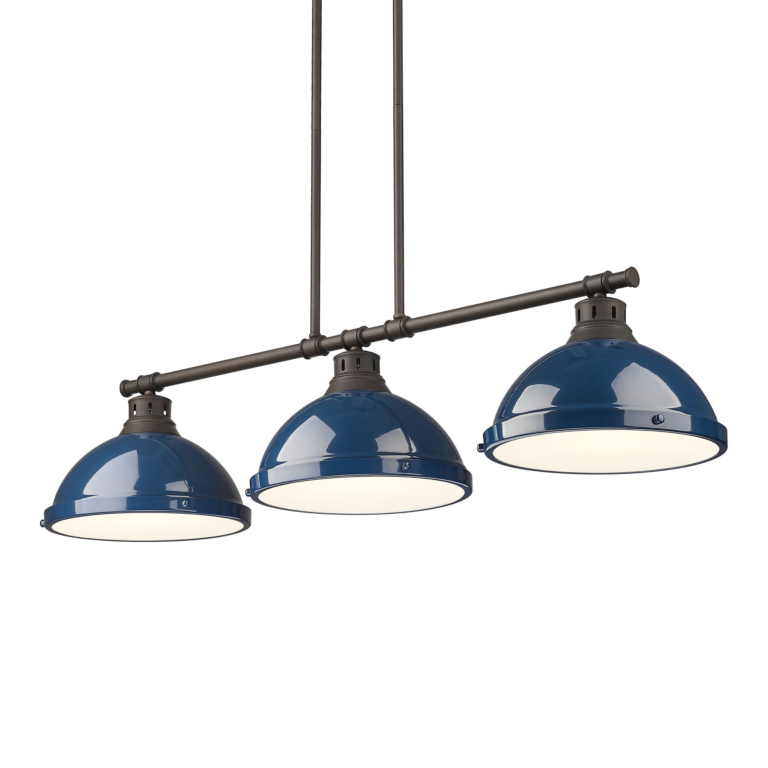 Yep by Golden Lighting Duncan 3-light Island Light in Rubbed Bronze and Navy Blue shade - - Golden Lighting