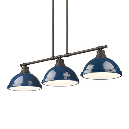 Yep by Golden Lighting Duncan 3-light Island Light in Rubbed Bronze and Navy Blue shade - - Golden Lighting