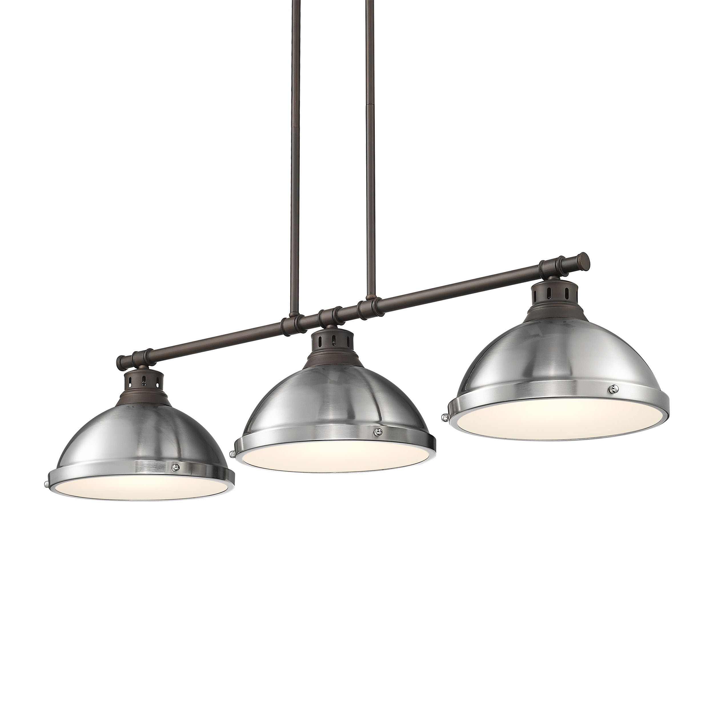 Yep by Golden Lighting Duncan 3-light Island Light in Rubbed Bronze and Pewter shade - - Golden Lighting