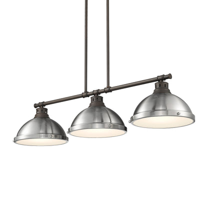 Yep by Golden Lighting Duncan 3-light Island Light in Rubbed Bronze and Pewter shade - - Golden Lighting