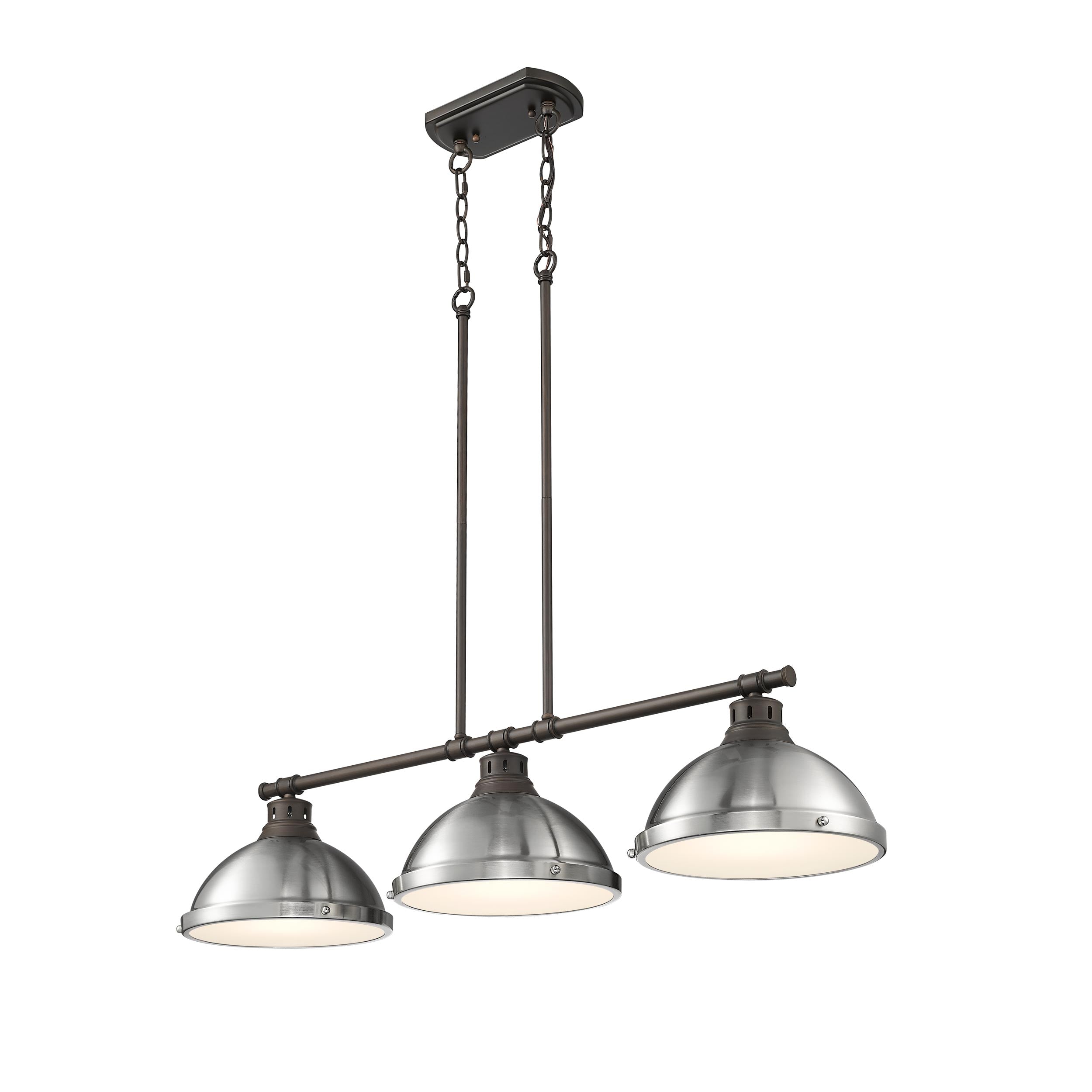 Yep by Golden Lighting Duncan 3-light Island Light in Rubbed Bronze and Pewter shade - - Golden Lighting