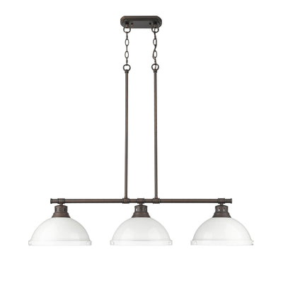 Yep by Golden Lighting Duncan 3-light Island Light in Rubbed Bronze and White shade - - Golden Lighting