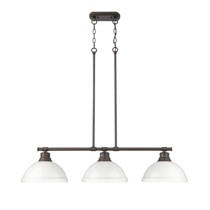 Yep by Golden Lighting Duncan 3-light Island Light in Rubbed Bronze and White shade - - Golden Lighting