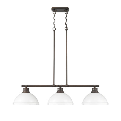 Yep by Golden Lighting Duncan 3-light Island Light in Rubbed Bronze and Matte White shade - - Golden Lighting