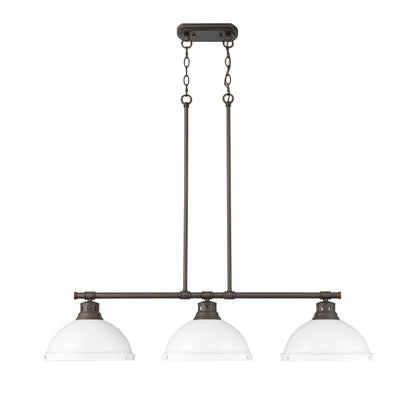 Yep by Golden Lighting Duncan 3-light Island Light in Rubbed Bronze and Matte White shade - - Golden Lighting