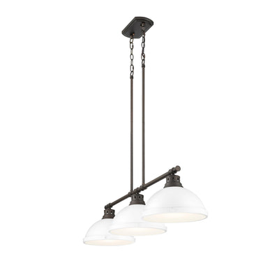 Yep by Golden Lighting Duncan 3-light Island Light in Rubbed Bronze and Matte White shade - - Golden Lighting