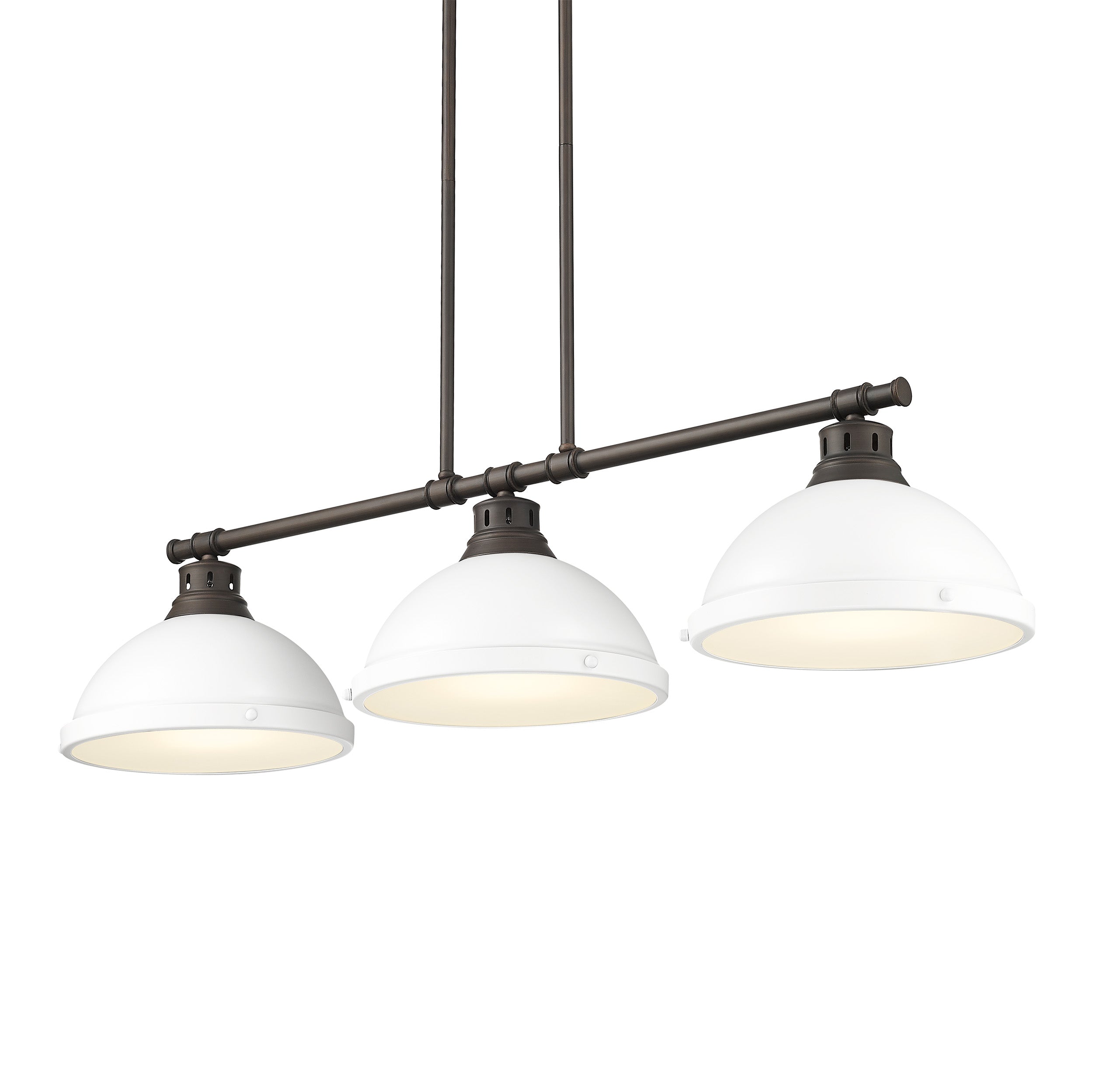 Yep by Golden Lighting Duncan 3-light Island Light in Rubbed Bronze and Matte White shade - - Golden Lighting