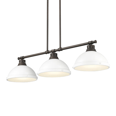 Yep by Golden Lighting Duncan 3-light Island Light in Rubbed Bronze and Matte White shade - - Golden Lighting