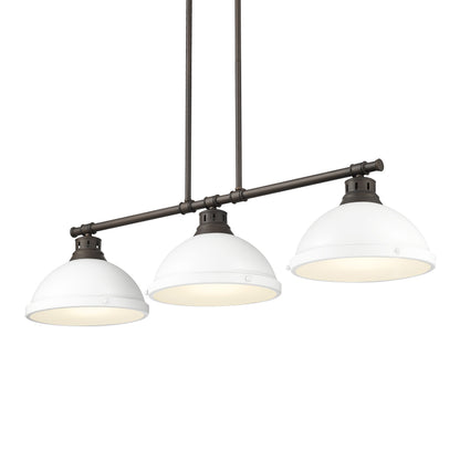 Yep by Golden Lighting Duncan 3-light Island Light in Rubbed Bronze and Matte White shade - - Golden Lighting