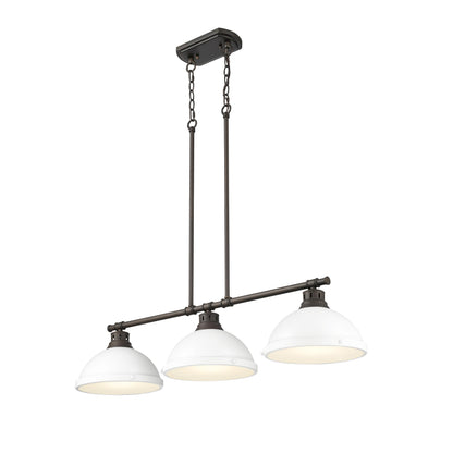 Yep by Golden Lighting Duncan 3-light Island Light in Rubbed Bronze and Matte White shade - - Golden Lighting