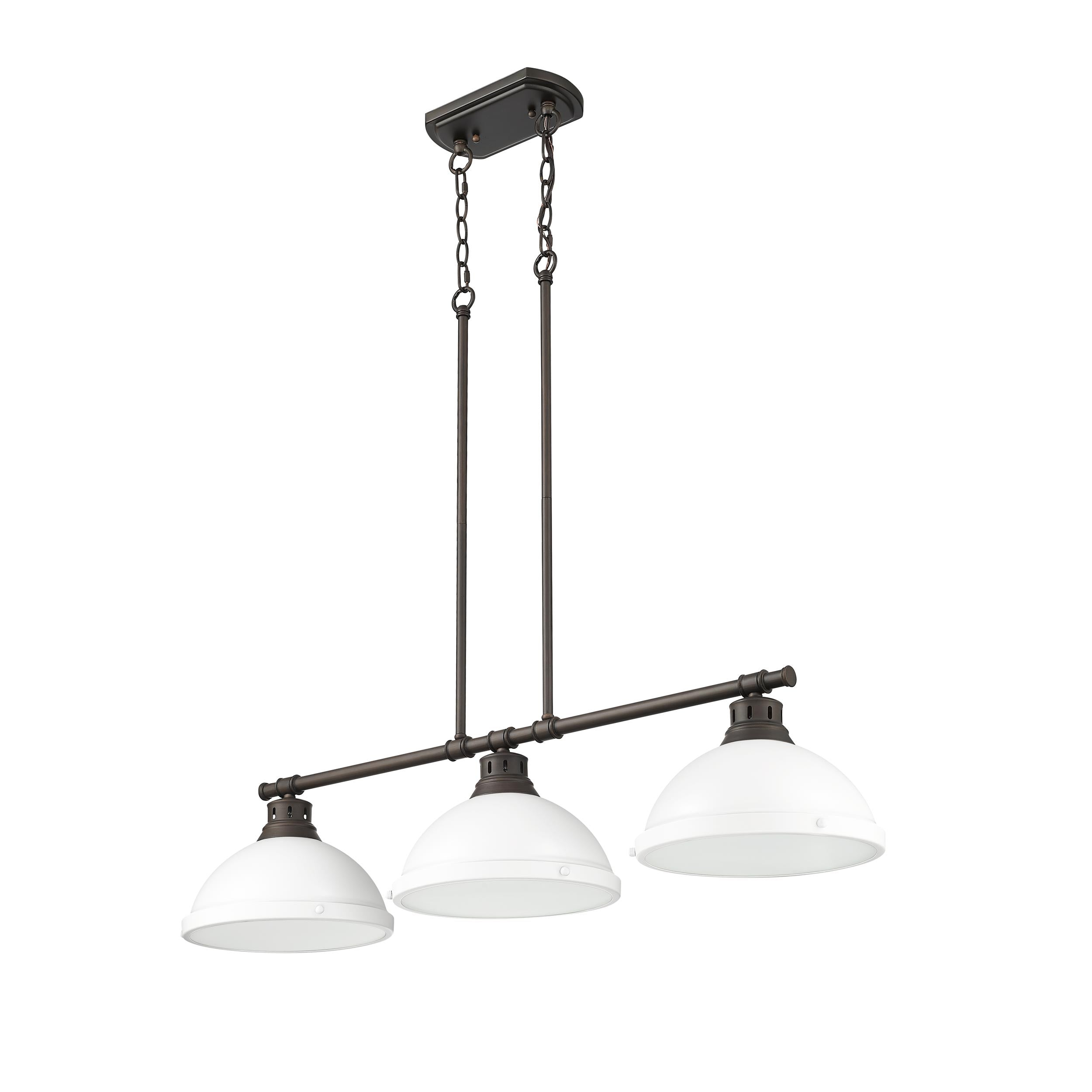 Yep by Golden Lighting Duncan 3-light Island Light in Rubbed Bronze and Matte White shade - - Golden Lighting