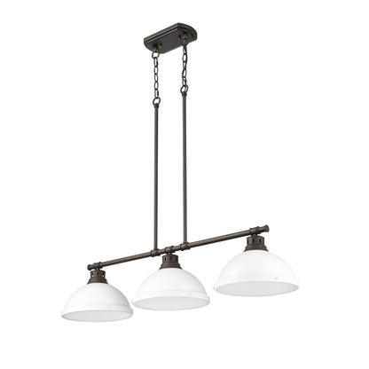 Yep by Golden Lighting Duncan 3-light Island Light in Rubbed Bronze and Matte White shade - - Golden Lighting