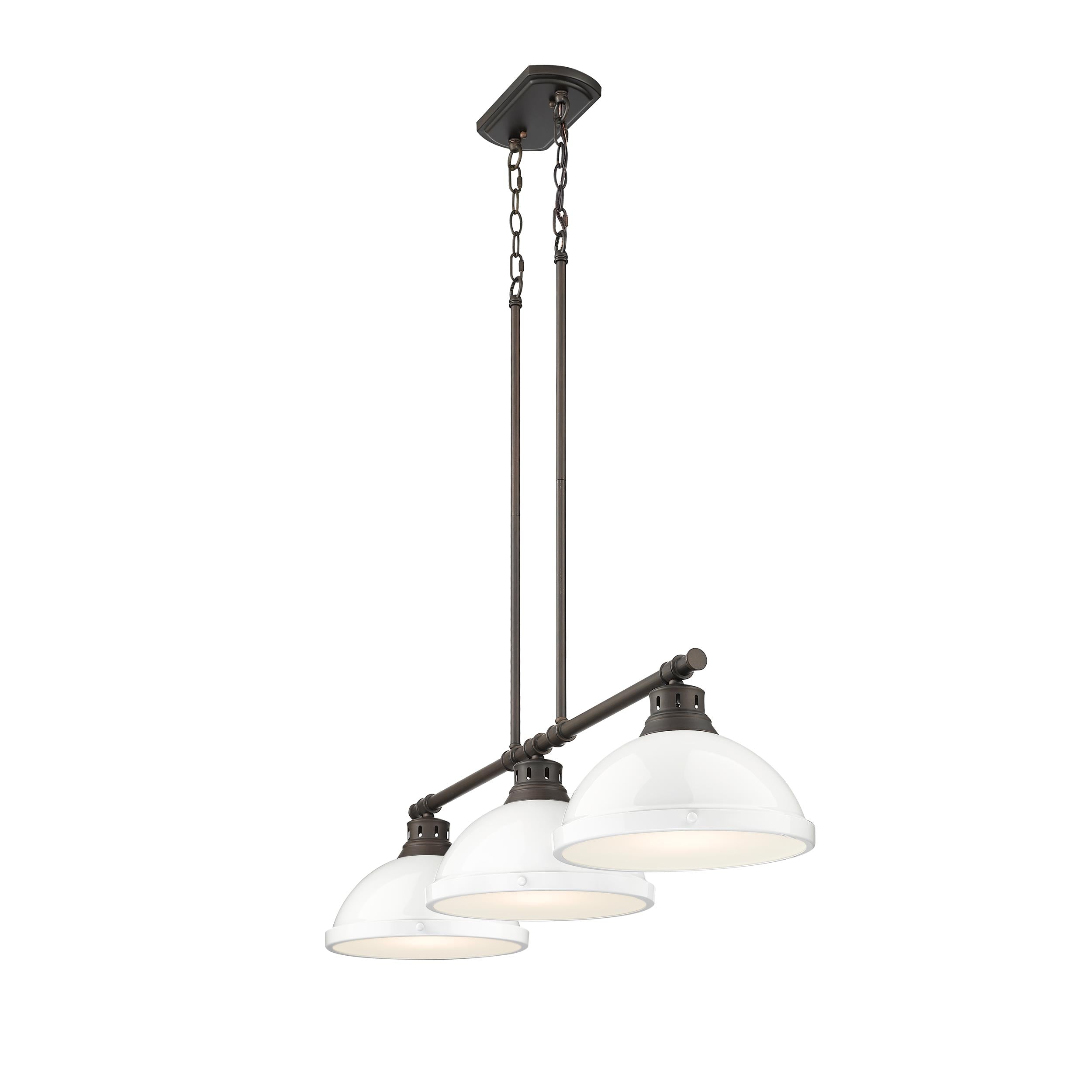 Yep by Golden Lighting Duncan 3-light Island Light in Rubbed Bronze and White shade - - Golden Lighting