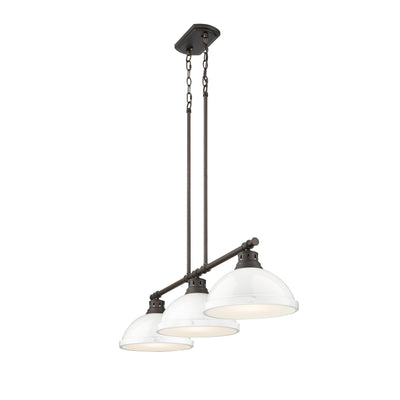 Yep by Golden Lighting Duncan 3-light Island Light in Rubbed Bronze and White shade - - Golden Lighting
