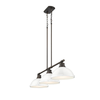 Yep by Golden Lighting Duncan 3-light Island Light in Rubbed Bronze and White shade - - Golden Lighting