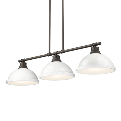Yep by Golden Lighting Duncan 3-light Island Light in Rubbed Bronze and White shade - - Golden Lighting