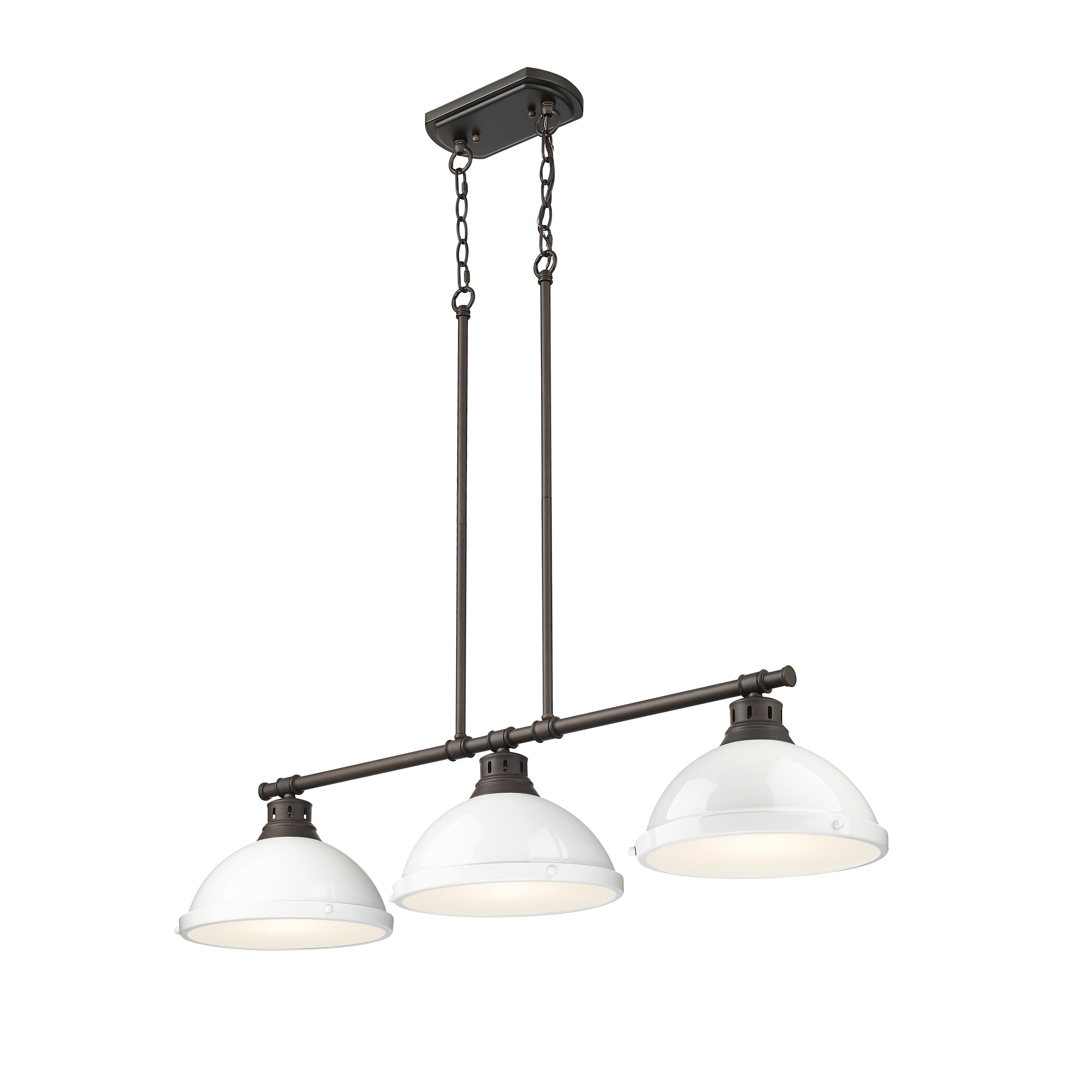 Yep by Golden Lighting Duncan 3-light Island Light in Rubbed Bronze and White shade - - Golden Lighting