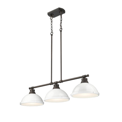 Yep by Golden Lighting Duncan 3-light Island Light in Rubbed Bronze and White shade - - Golden Lighting