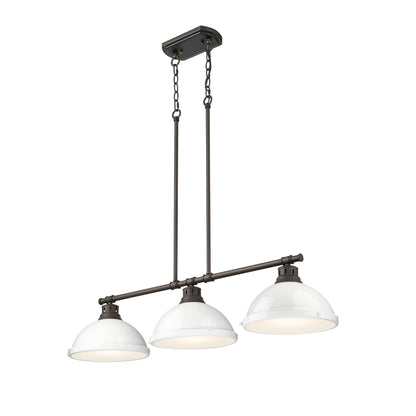 Yep by Golden Lighting Duncan 3-light Island Light in Rubbed Bronze and White shade - - Golden Lighting