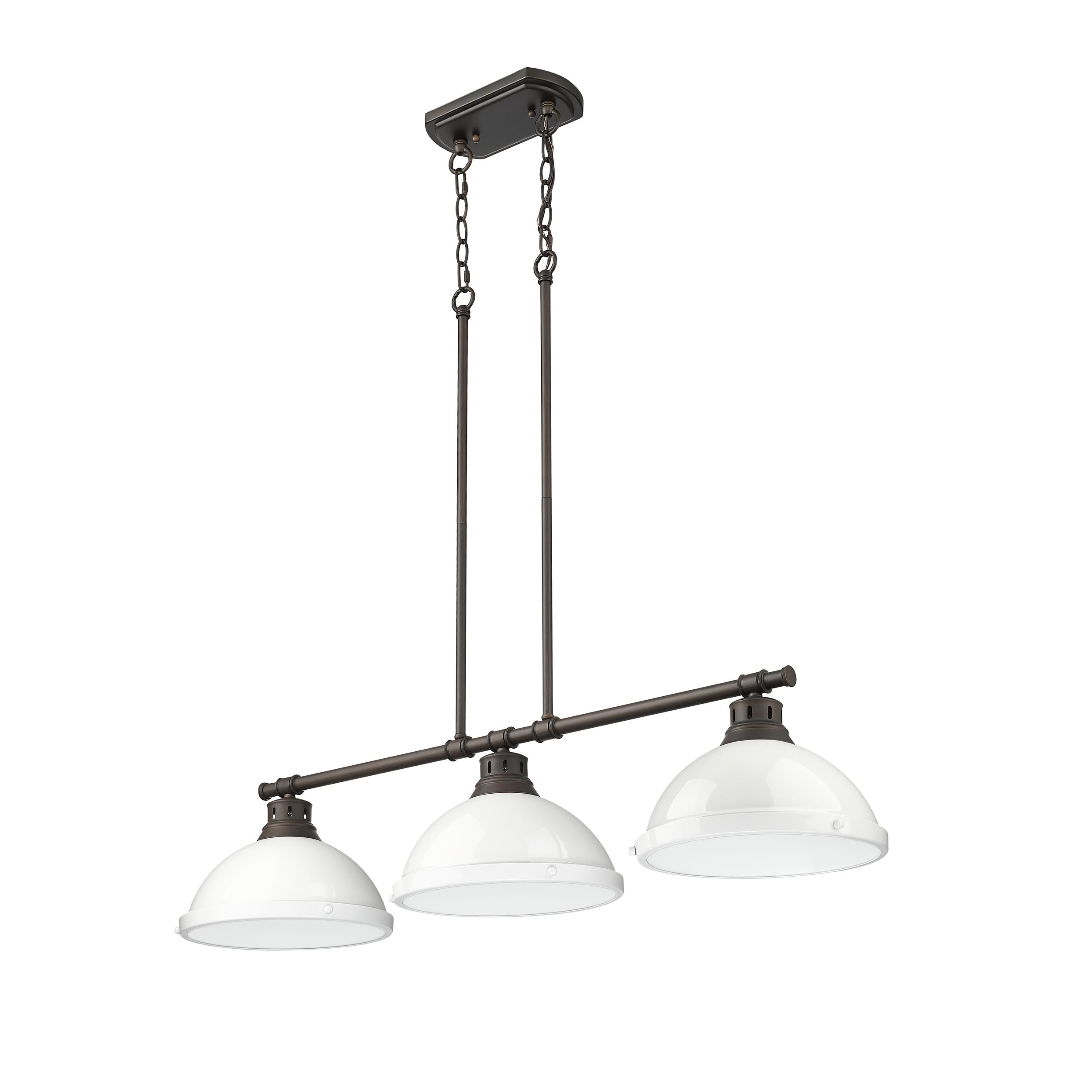 Yep by Golden Lighting Duncan 3-light Island Light in Rubbed Bronze and White shade - - Golden Lighting