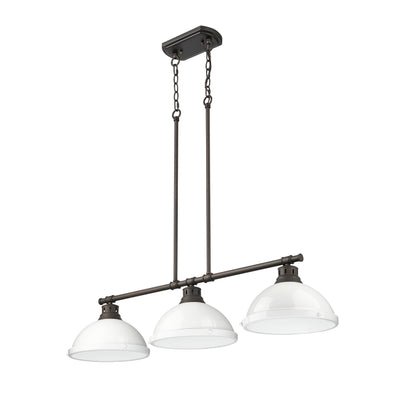Yep by Golden Lighting Duncan 3-light Island Light in Rubbed Bronze and White shade - - Golden Lighting