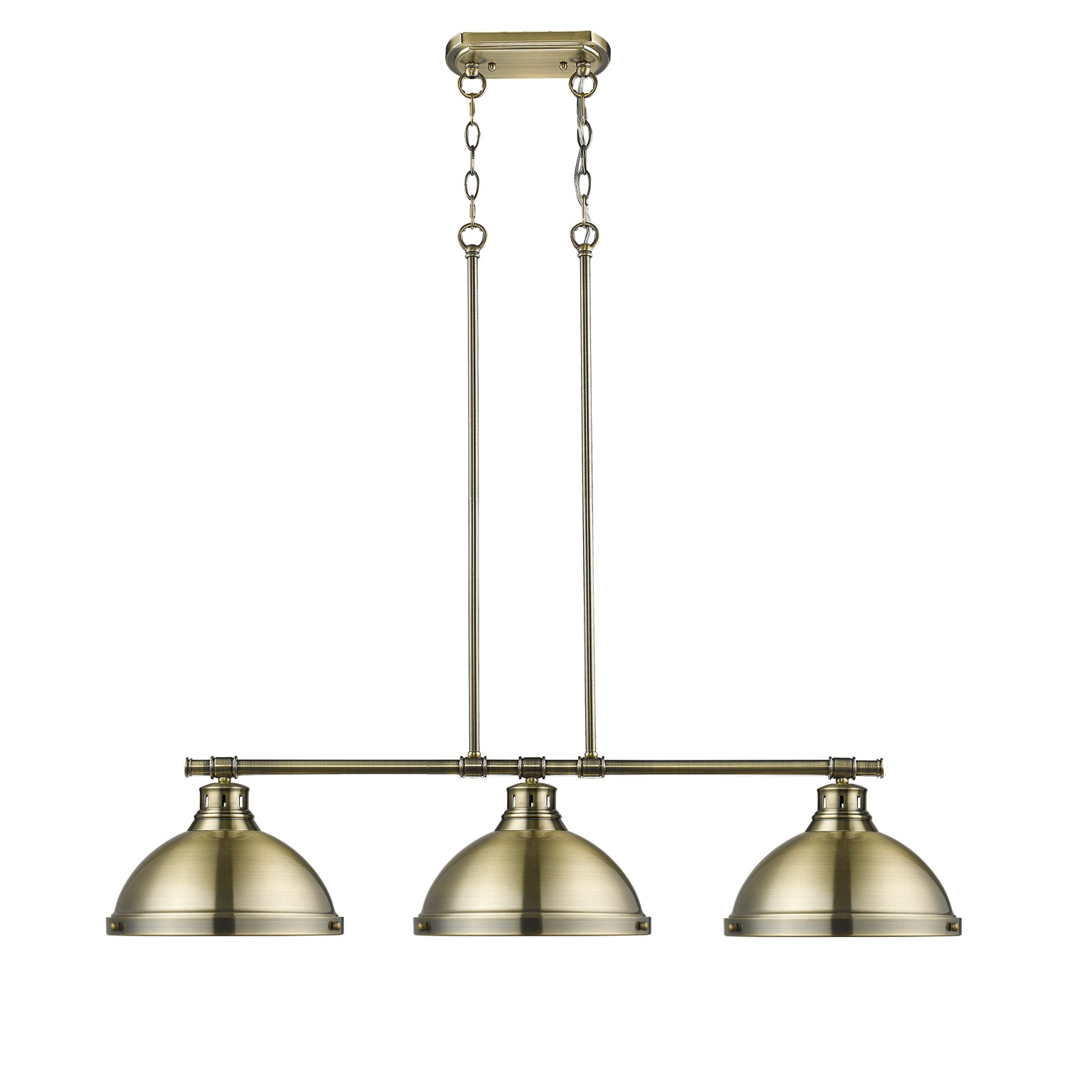 Duncan 3-Light Linear Pendant in Aged Brass with Aged Brass - - Golden Lighting