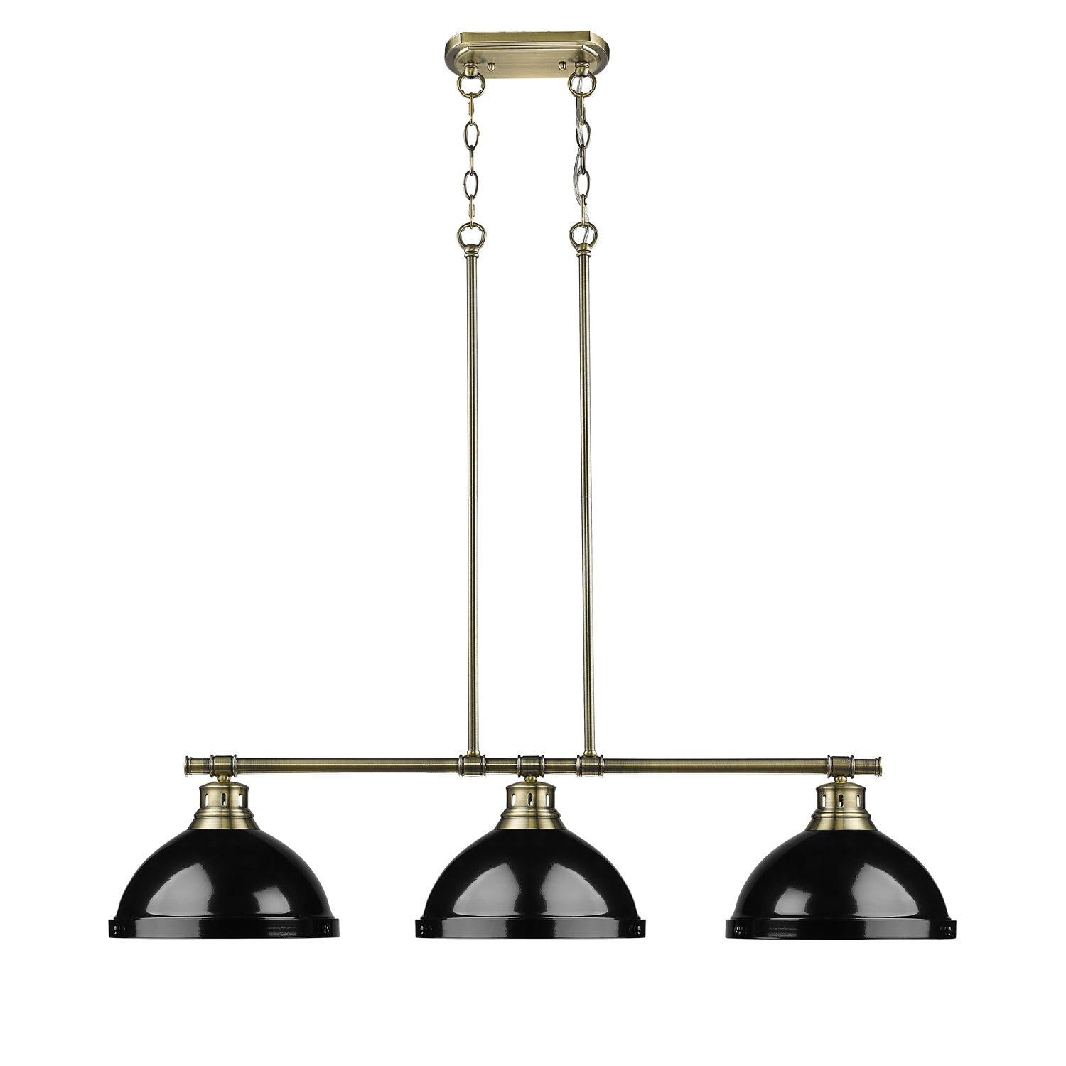 Duncan 3-Light Linear Pendant in Aged Brass with Black - - Golden Lighting