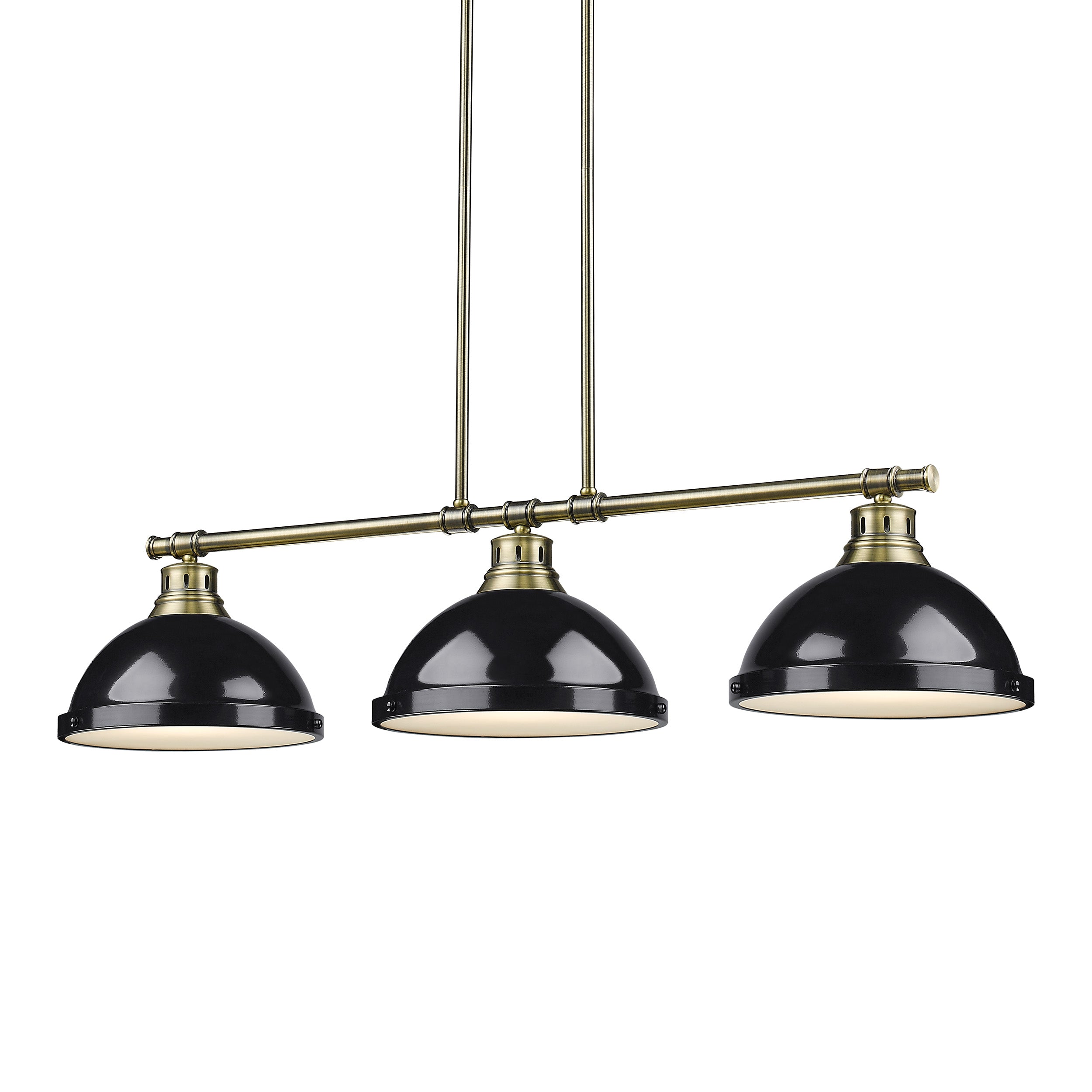 Yep by Golden Lighting Duncan 3-light Island Light in Aged Brass and Black shade - - Golden Lighting