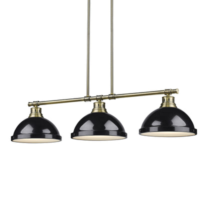 Yep by Golden Lighting Duncan 3-light Island Light in Aged Brass and Black shade - - Golden Lighting