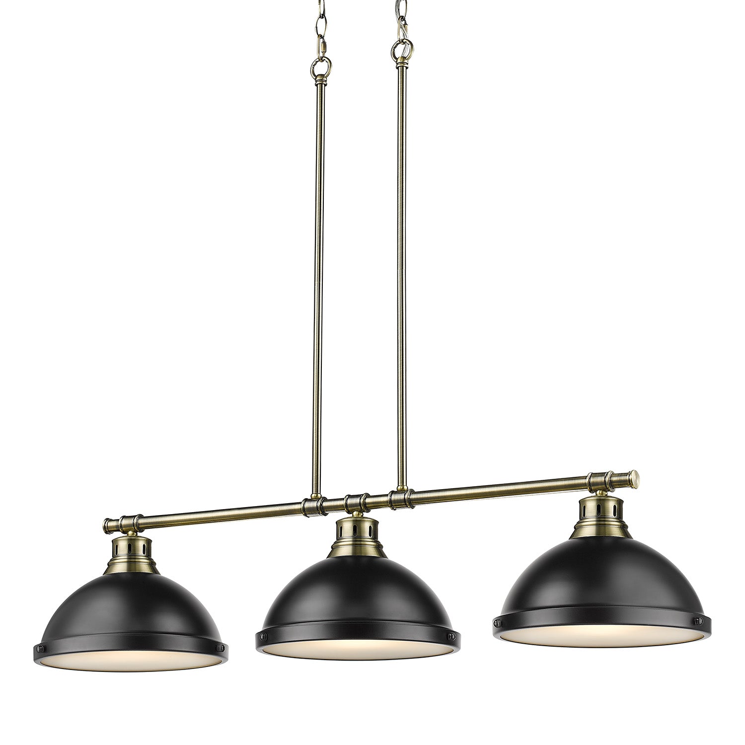 Duncan 3-Light Linear Pendant in Aged Brass with Matte Black - - Golden Lighting