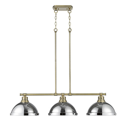 Duncan 1-Light Pendant with Chain in Chrome with Matte Navy - - Golden Lighting