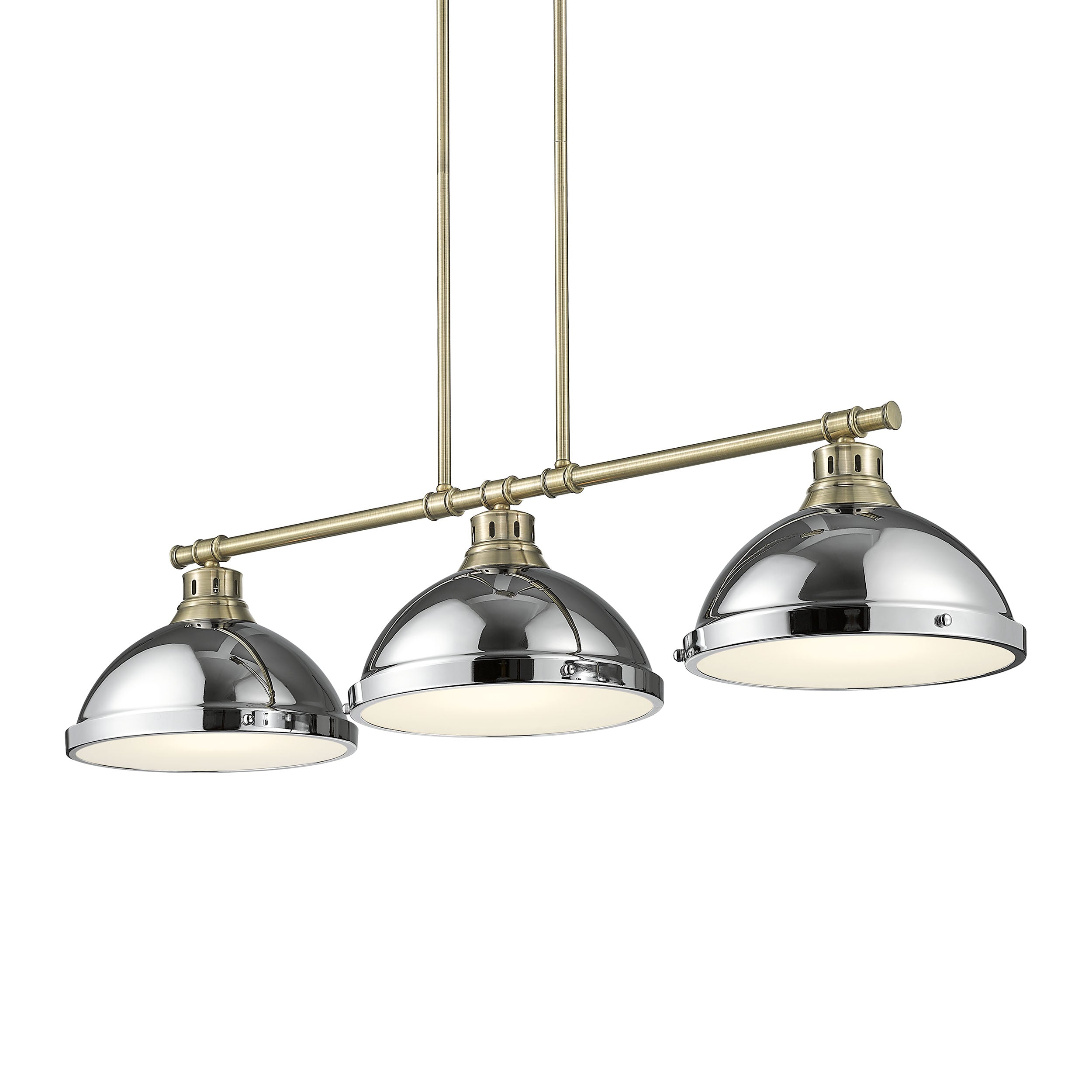 Yep by Golden Lighting Duncan 3-light Island Light in Aged Brass and Chrome shade