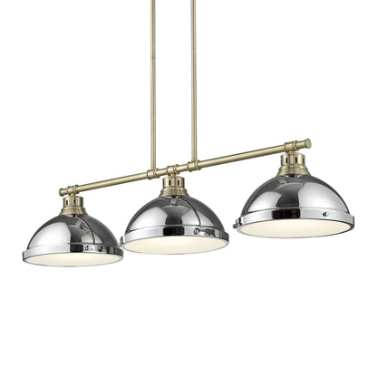 Yep by Golden Lighting Duncan 3-light Island Light in Aged Brass and Chrome shade