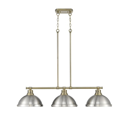Duncan 1-Light Pendant with Chain in Rubbed Bronze with Aged Brass - - Golden Lighting