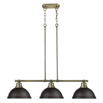 Duncan 1-Light Pendant with Chain in Rubbed Bronze with Black - - Golden Lighting