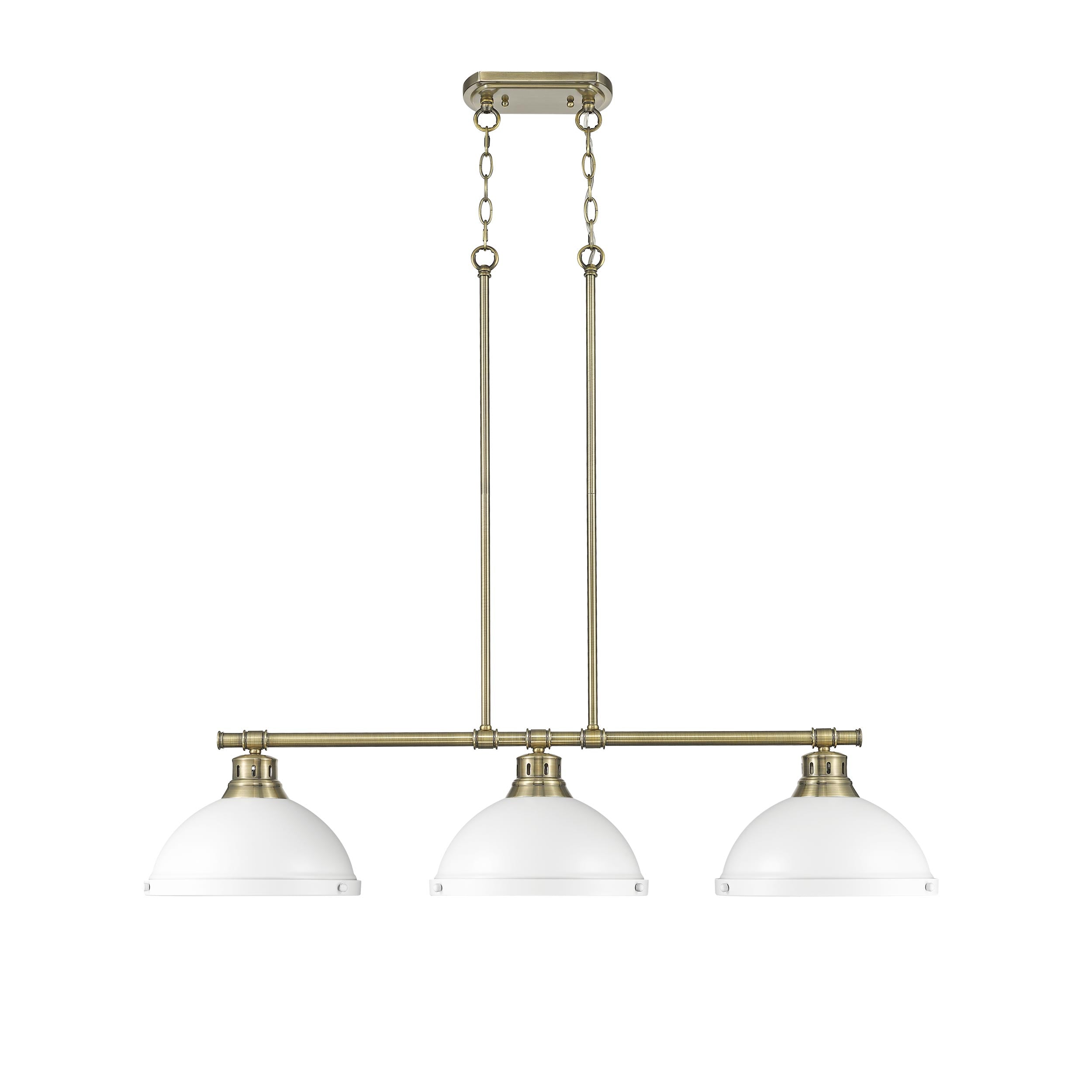 Duncan 3-Light Linear Pendant in Aged Brass with Matte White - - Golden Lighting