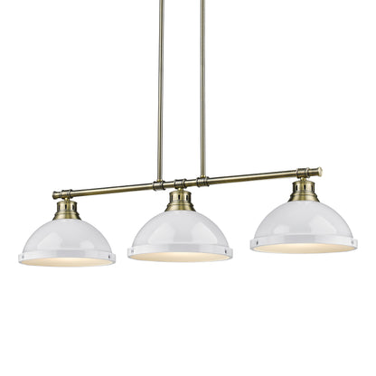 Yep by Golden Lighting Duncan 3-light Island Light in Aged Brass and White shade