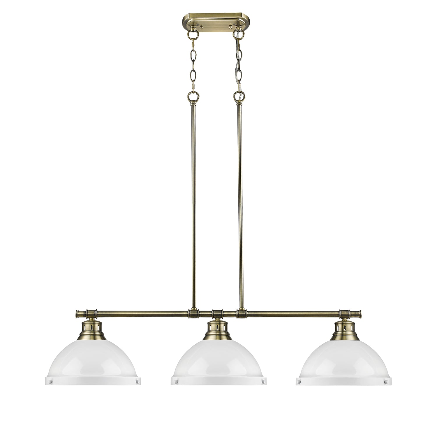 Duncan 3-Light Linear Pendant in Aged Brass with White - - Golden Lighting