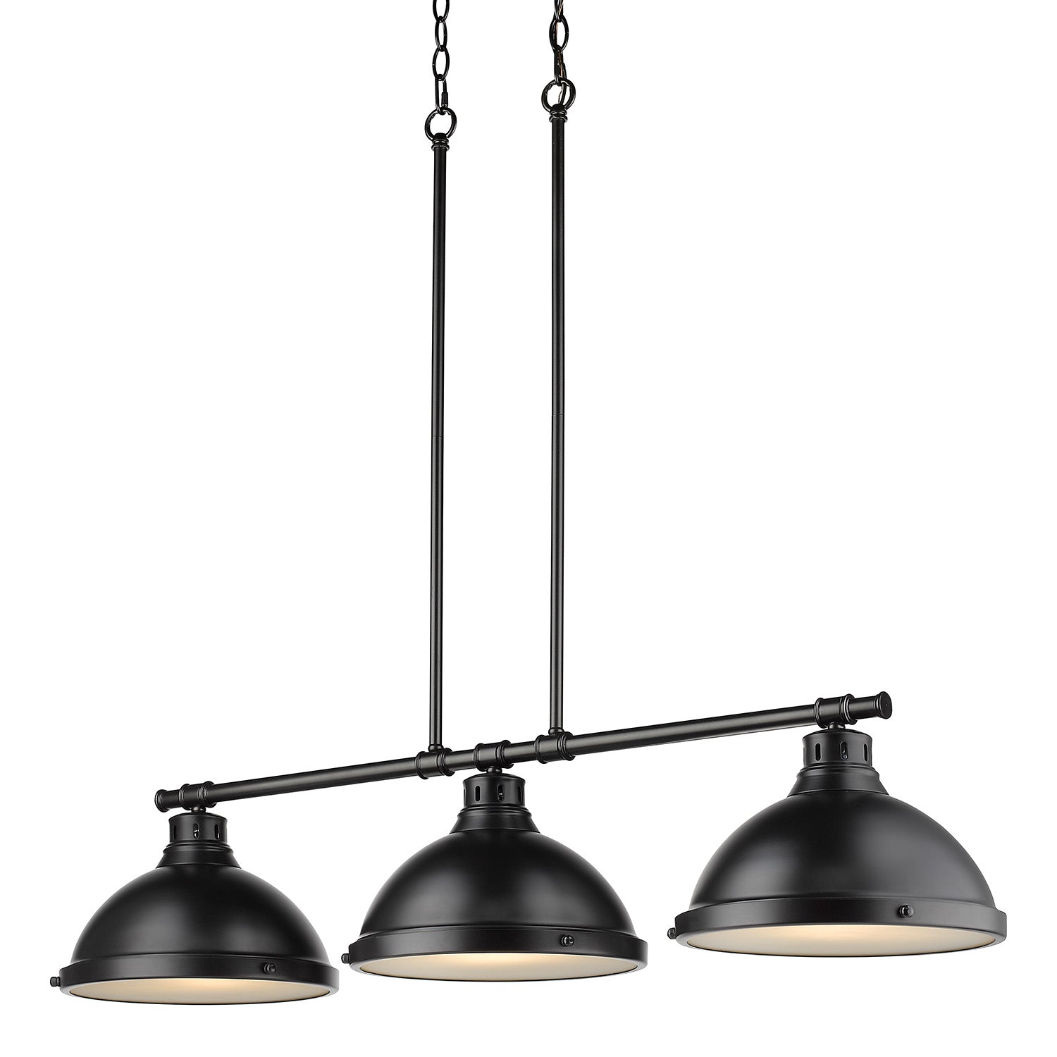 Duncan 3 Light Linear Pendant in Black with a Matte Black Shades - - Golden Lighting