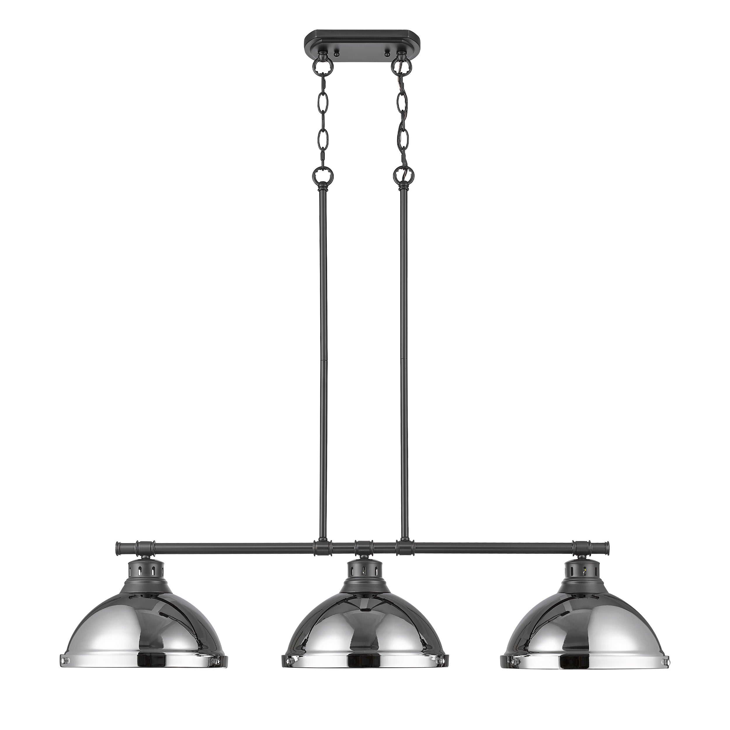 Duncan 3-Light Linear Pendant in Matte Black with Chrome - - Golden Lighting