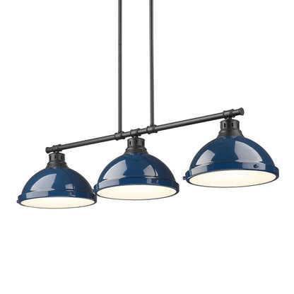 Yep by Golden Lighting Duncan 3-light Island Light in Matte Black and Navy Blue shade - - Golden Lighting