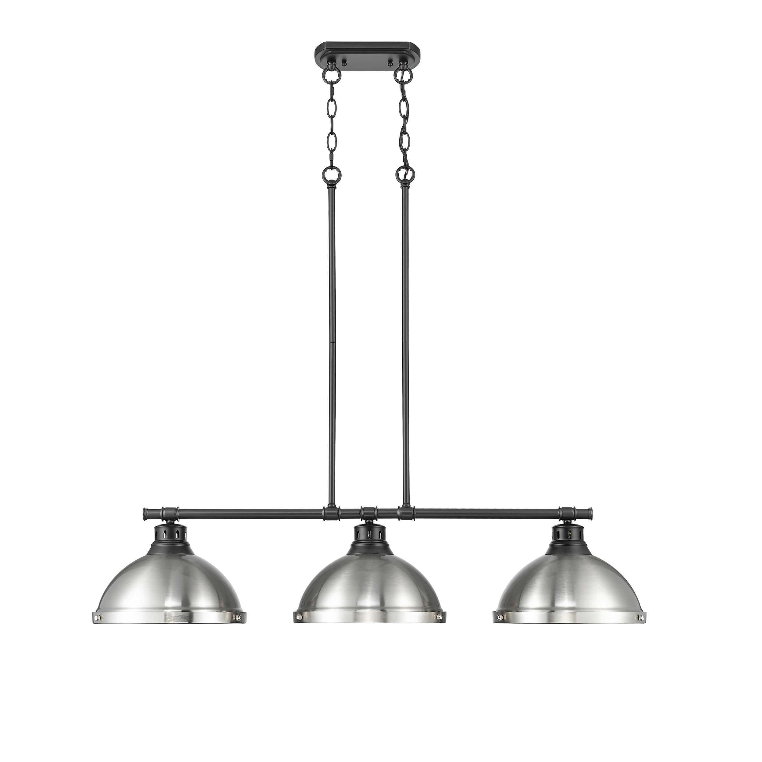 Duncan 3-Light Linear Pendant in Matte Black with Pewter - - Golden Lighting