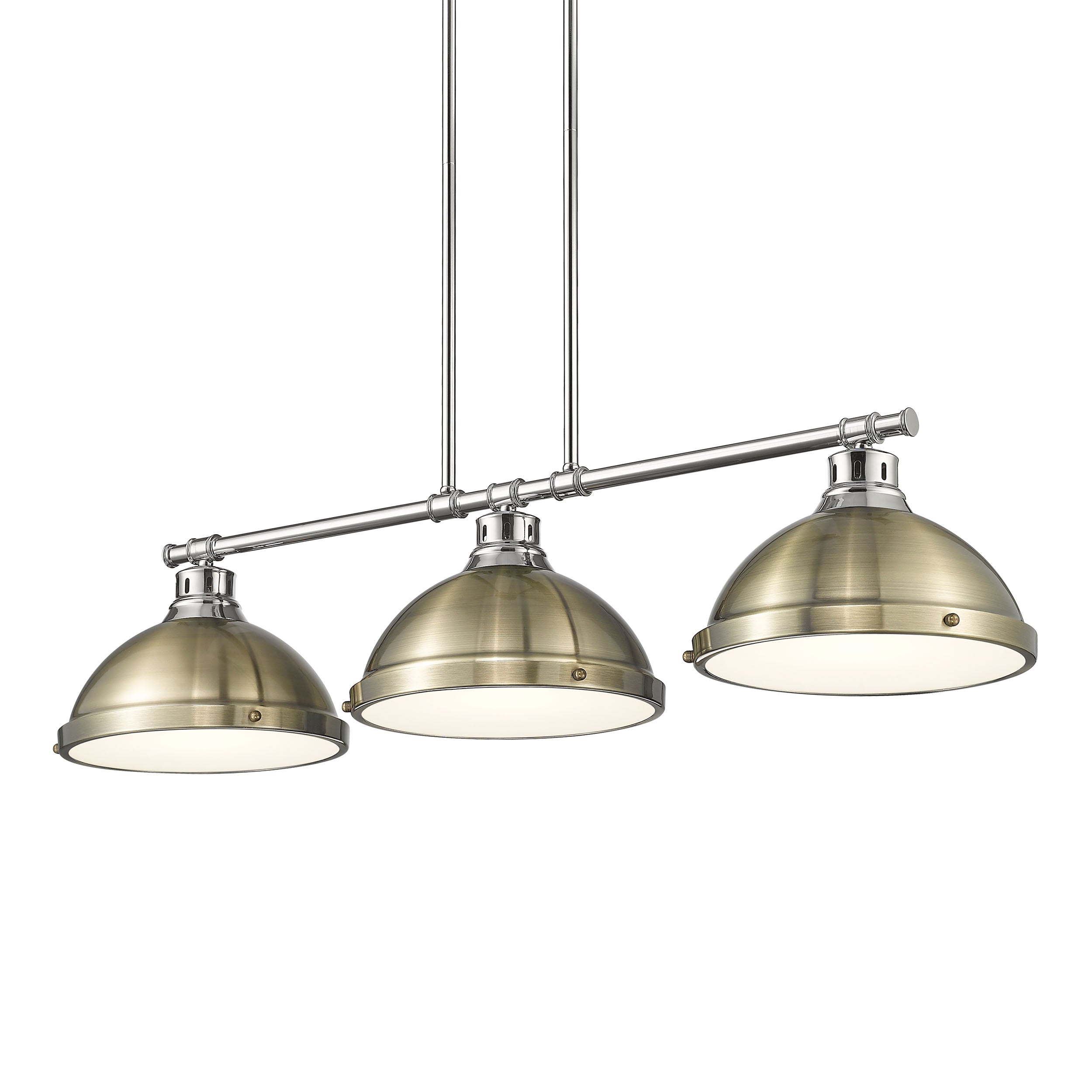 Yep by Golden Lighting Duncan 3-light Island Light in Chrome and Aged Brass shade