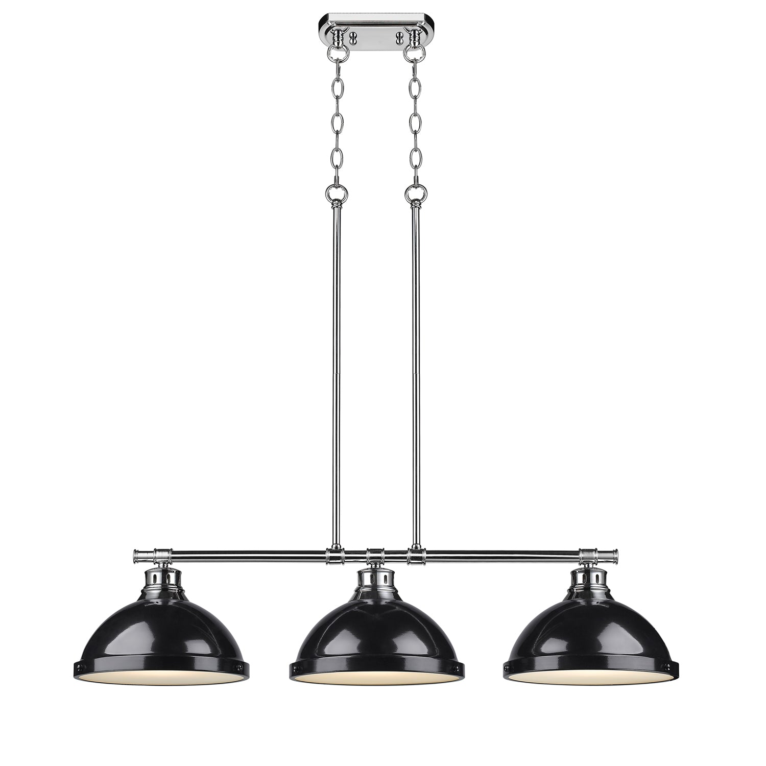 Yep by Golden Lighting Duncan 3-light Island Light in Chrome and Black shade