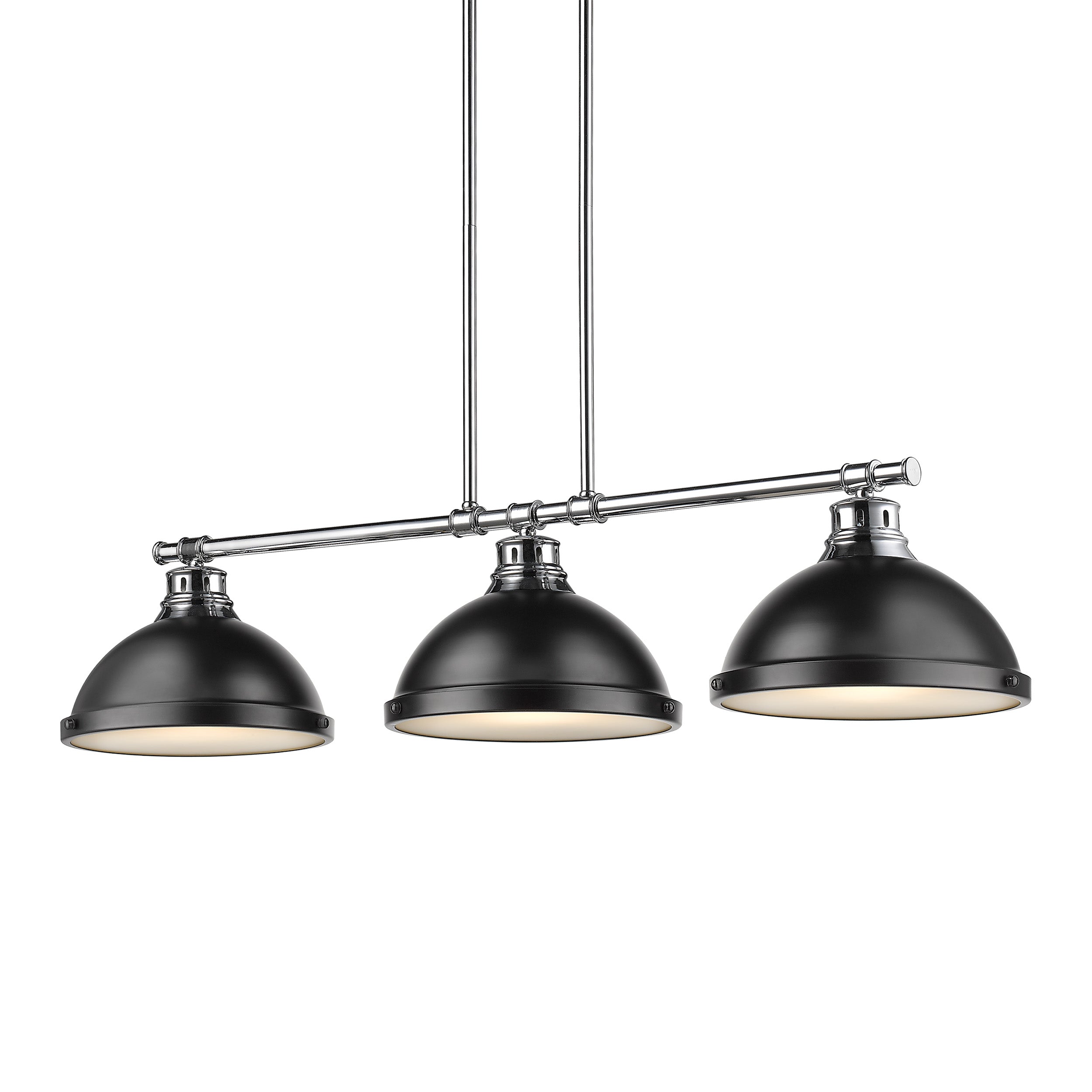 Yep by Golden Lighting Duncan 3-light Island Light in Chrome and Matte Black shade