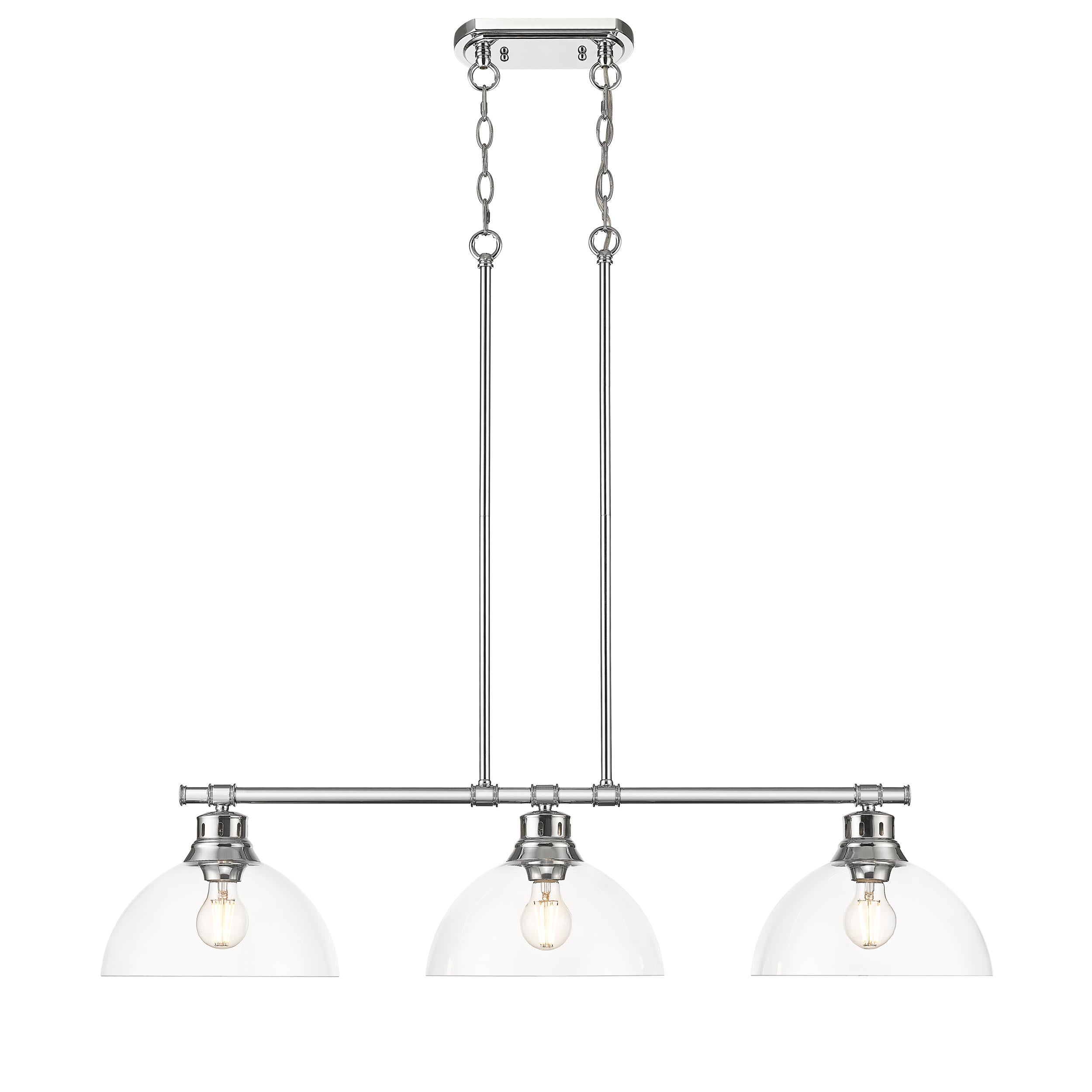 Duncan 3-Light Linear Pendant in Chrome with Clear Glass - - Golden Lighting
