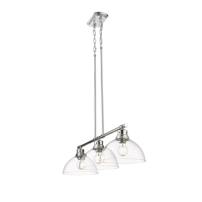 Duncan 3-Light Linear Pendant in Chrome with Clear Glass - Default Title - Golden Lighting