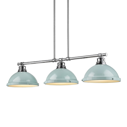 Yep by Golden Lighting Duncan 3-light Island Light in Chrome and Seafoam shade - - Golden Lighting