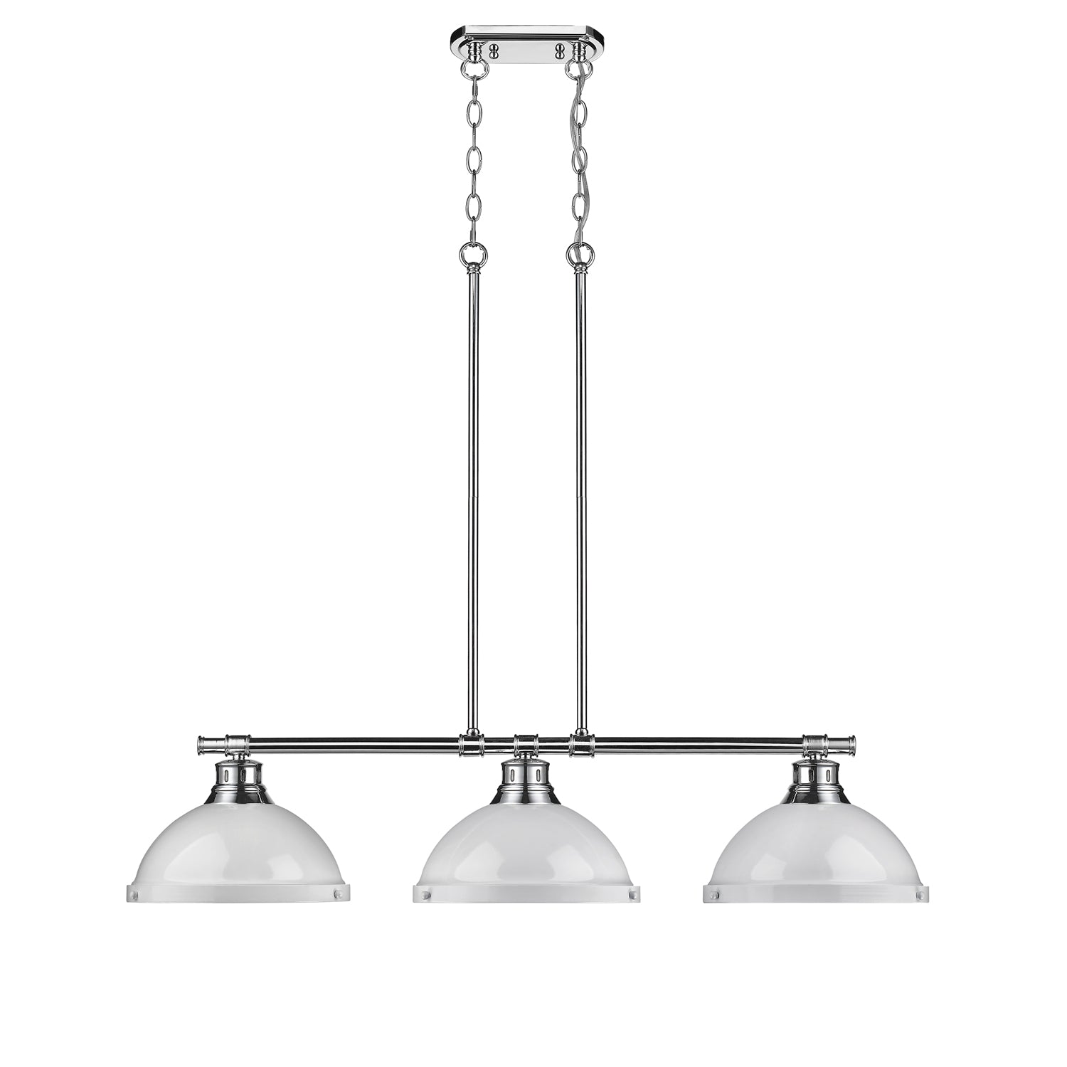 Duncan 3-Light Linear Pendant in Chrome with White - - Golden Lighting