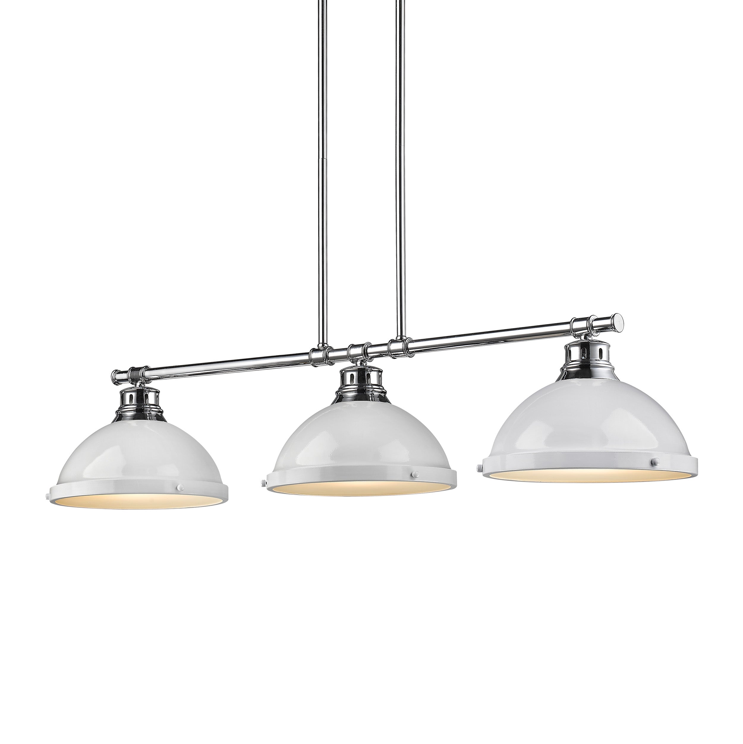 Yep by Golden Lighting Duncan 3-light Island Light in Chrome and White shade
